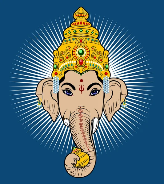 Ritratto Della Divinità Indiana Ganesha — Vettoriale Stock