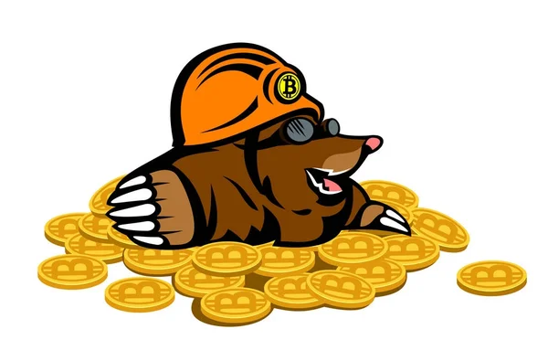 Mole Who Found Bitcoins — Stock Vector