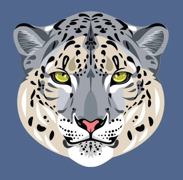 Retrato Hermoso Leopardo Nieve Gato Salvaje — Vector de stock