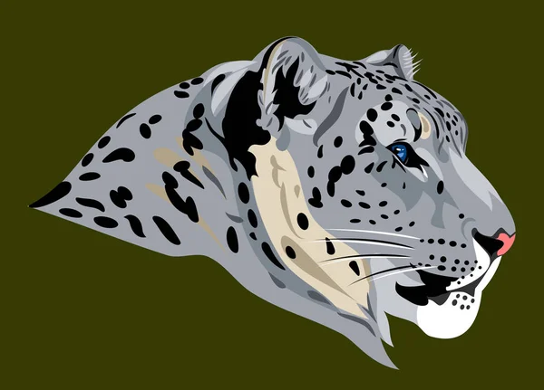Retrato Hermoso Leopardo Nieve Gato Salvaje — Vector de stock