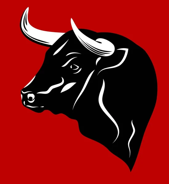 Retrato Toro Con Cuernos — Vector de stock