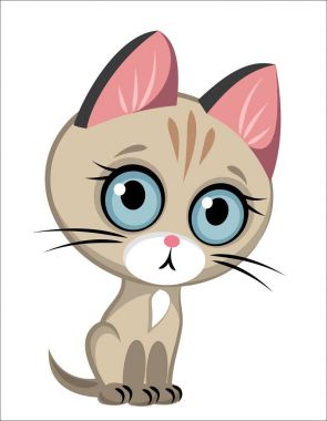 Şirin yavru kedi, çocuk illüstrasyon