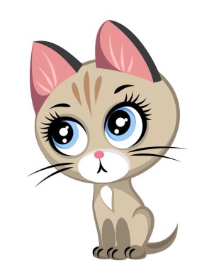 Şirin yavru kedi, çocuk illüstrasyon