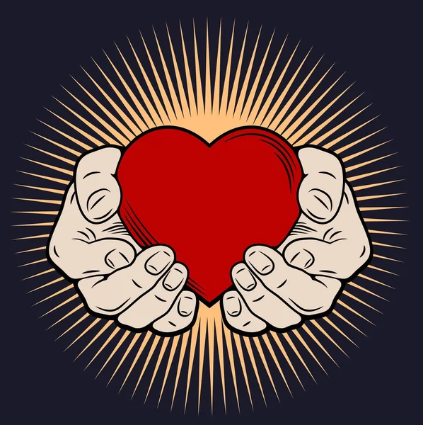 Εικόνα Της Καρδιάς Του Χέρια Τατουάζ Σκίτσο Χαρακτική — Διανυσματικό Αρχείο