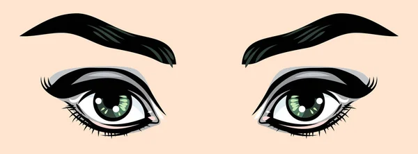 Vacker Uttrycksfull Gröna Ögon Kvinnor — Stock vektor