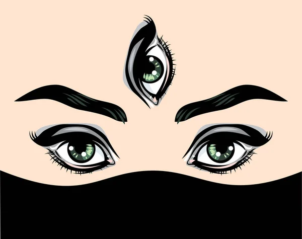 Красива Дівчина Трьома Очима — стоковий вектор