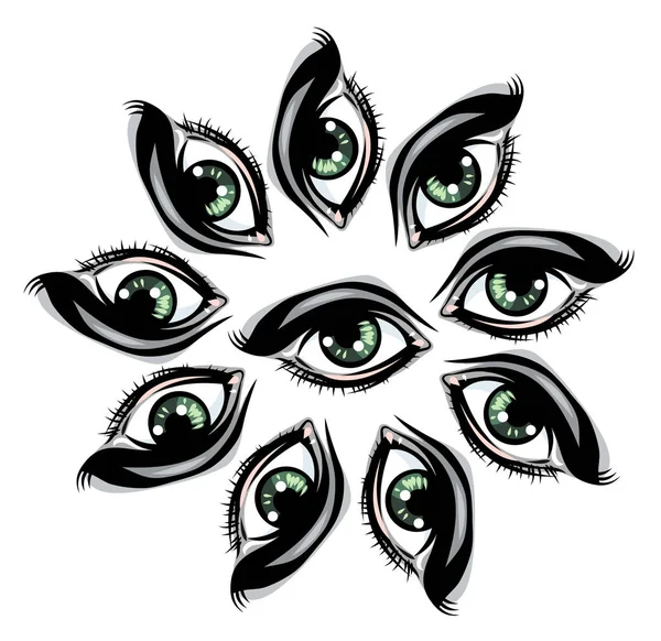 Pattern Beautiful Female Eyes — Stock Vector