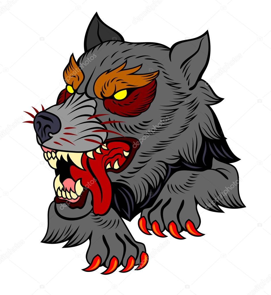 Vettoriale stockTesta Scoperto Lupo Feroce Disegno Nello Stile Dei Tatuaggi  Old di ©imagoaiva #182977138, image size:941x1024
