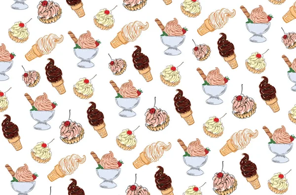 冰淇淋和糕点 — 图库矢量图片