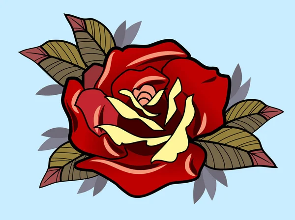 Kvetoucí Rudá Růže Vektorový Obraz — Stockový vektor