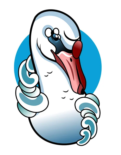 Vector Portrait Swan Logo Character Mascot — Stock Vector