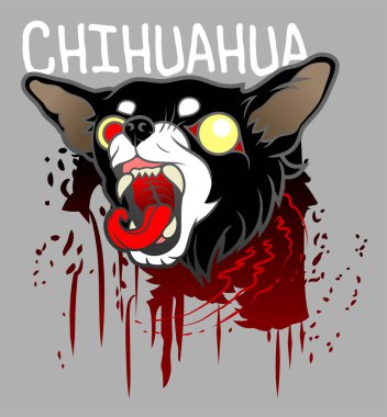 Kızgın minyatür köpek Chihuahua 'nın vektör görüntüsü, Japon stili, evcil hayvan, mizah