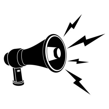 Beyaz arkaplanda siyah renkli megafon ya da hoparlör simgesi var. vektör EPS 10.