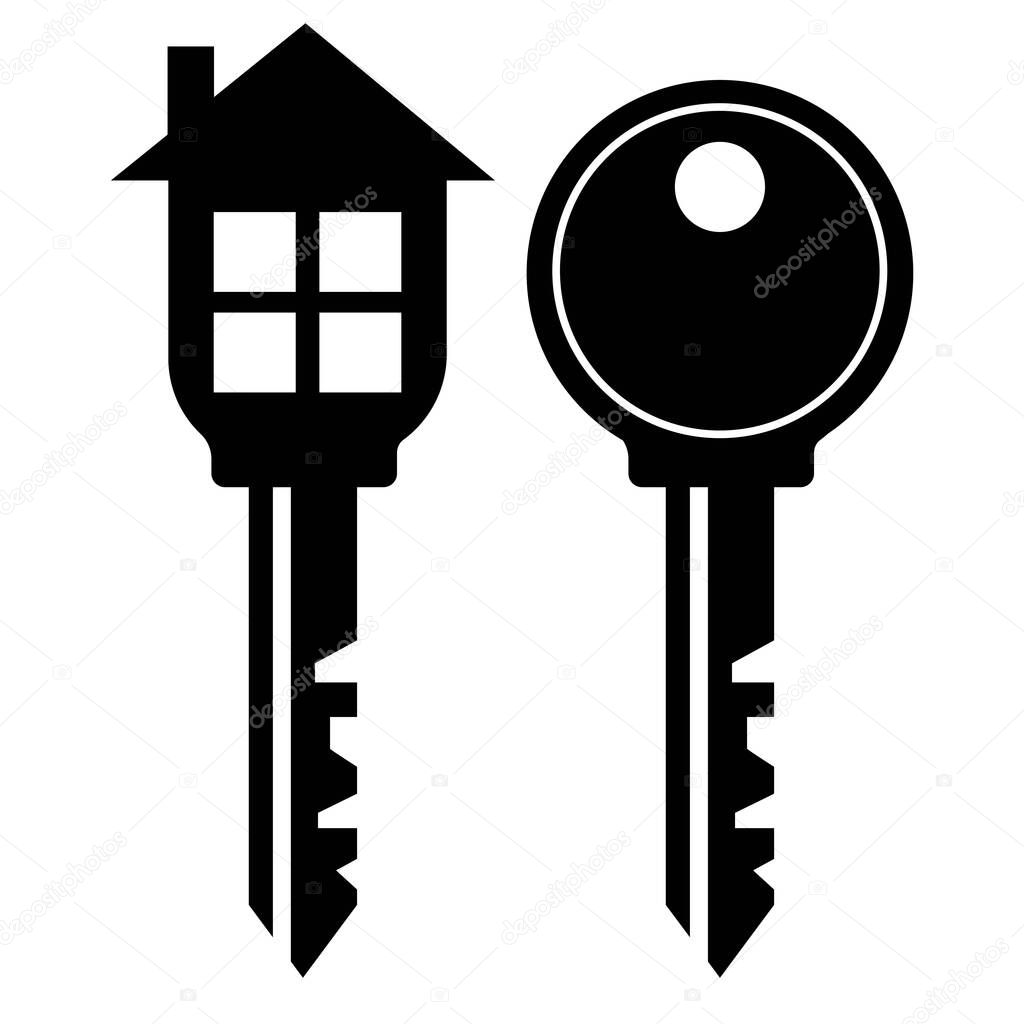 Key or rent apartment rental icon in black color isolated on white background. vector eps 10.
