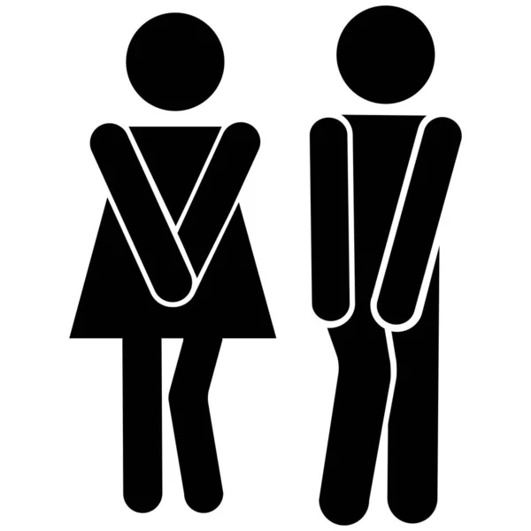 Toilettes Homme Femme Personnes Icône Couleur Noire Isolé Sur Fond — Image vectorielle