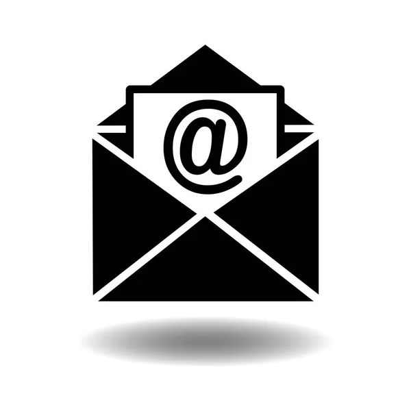 Offener Brief Oder Mail Symbol Schwarz Auf Einem Isolierten Weißen — Stockvektor