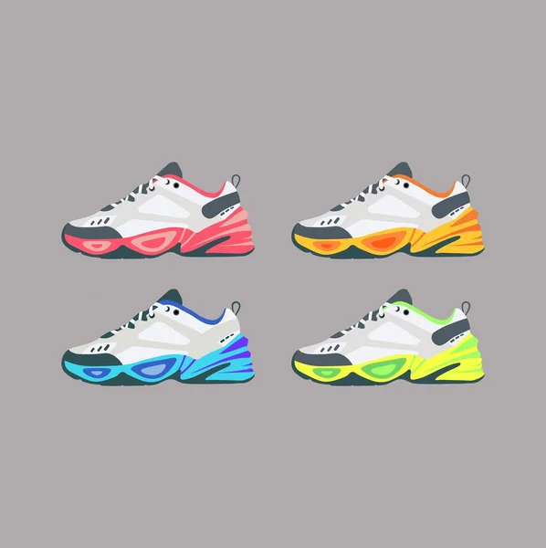 Trendy Sneakers Realistische Fashion Sport Hardloopschoen Voor Training Fitness Vlakke — Stockvector