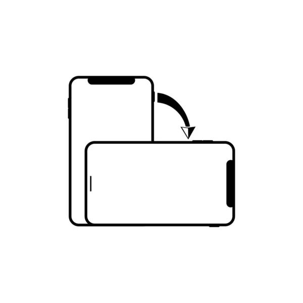 Вращение Значка Смартфона Черном Символ Вращения Устройства Изолированном Белом Фоне — стоковый вектор