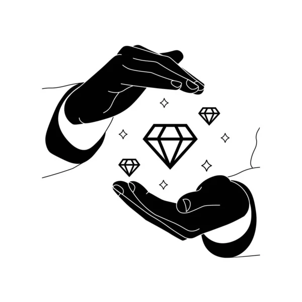 Руки Ценностями Бриллиантами Логотипом Основных Ценностей Черном Дизайне Изолированном Белом — стоковый вектор