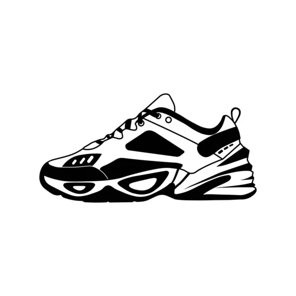 Sneaker Vektor Symbol Schwarz Oder Realistischer Mode Laufschuh Für Training — Stockvektor