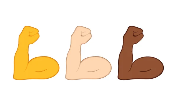 Flexible Bicep Muscle Strong Workout Icon Set Flat Modern Colour — Stock Vector