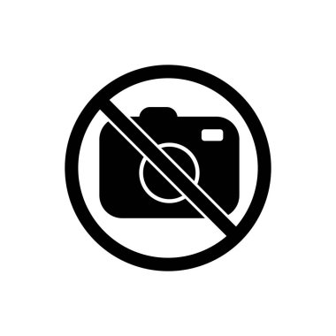 Kamera yok, fotoğraf çekme ya da fotoğraf çekme, siyah fotoğraf ikonunu yasakla. Yasak sembol izole arka planda basittir. EPS 10 vektörü