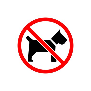 Ne köpek var, ne de siyah-kırmızı hayvan ikonu. Yasak sembol izole arka planda basittir. EPS 10 vektörü
