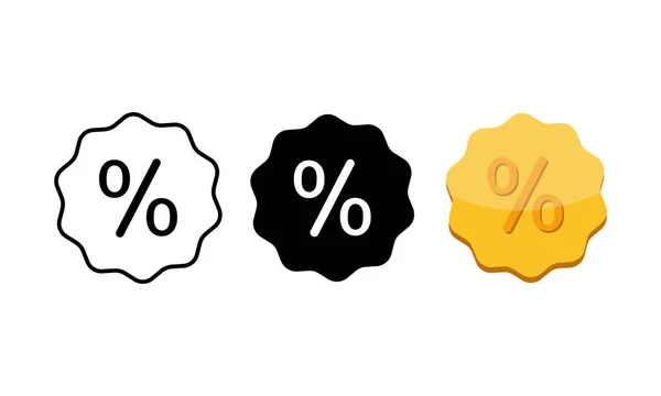 Percentage Icon Flat Modern White Black Gold Colour Design Concept — Stock Vector