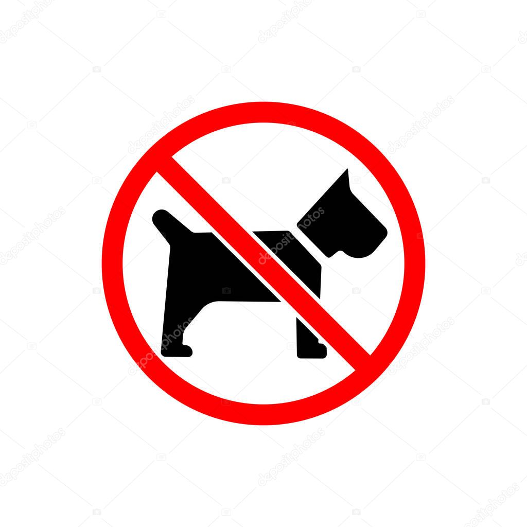 No dogs or stop with animals icon in black and red. Forbidden symbol simple on isolated background. EPS 10 vector
