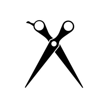 Makas, makas, berber, makas, makas simgesi logosu beyaz arka planda izole edilmiş siyah sembol. Vektör EPS 10.