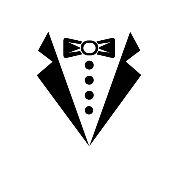 Tuxedo Segno Maggiordomo Icona Vettoriale Logo Design Simbolo Nero Isolato — Vettoriale Stock