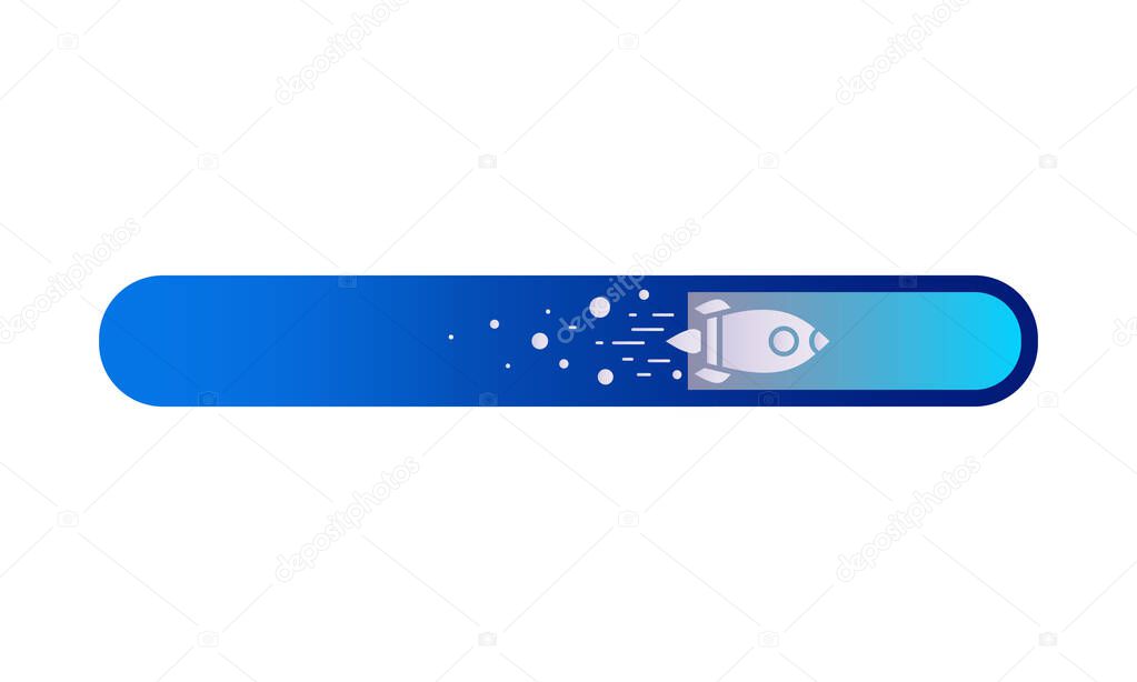 Loading bar with a rocket or spaceship icon flat vector logo design symbol isolated on white background. Vector EPS 10