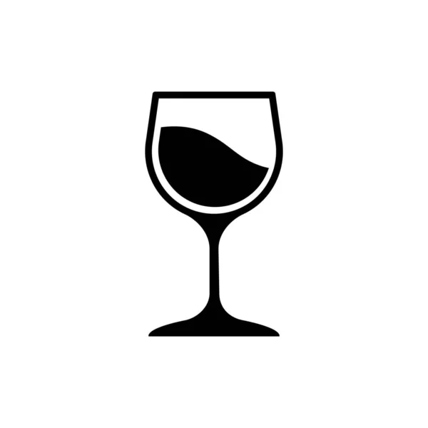 白の背景に隔離されたワインのアイコンのロゴデザイン黒のシンボルのガラス ベクトルEps — ストックベクタ