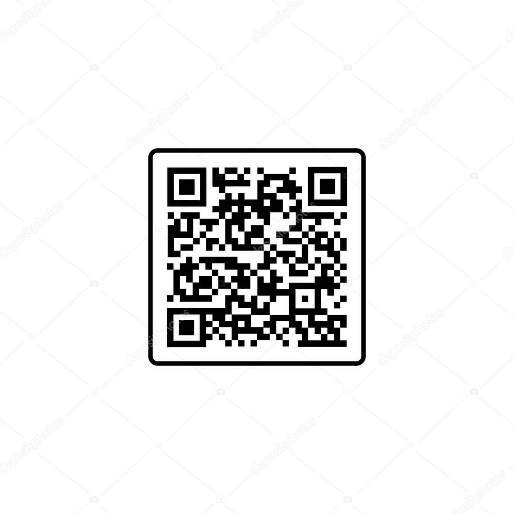 QR code, scanner icon for web or appstore design black symbol isolated on white background. Vector EPS 10