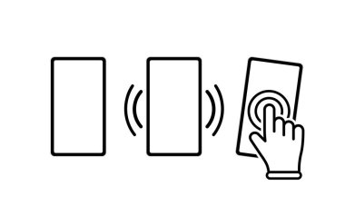 Telefon, akıllı telefon simgesi, siyah renkli. İzole edilmiş bir arkaplanda el veya titreşim sembolü olan cep telefonu. EPS 10 vektörü.