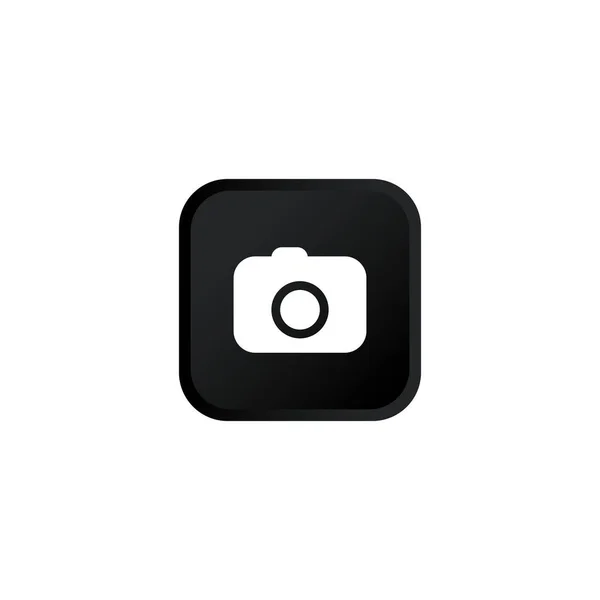 Fényképezőgép Fotó Ikon Modern Gomb Design Fekete Szimbólum Elszigetelt Fehér — Stock Vector