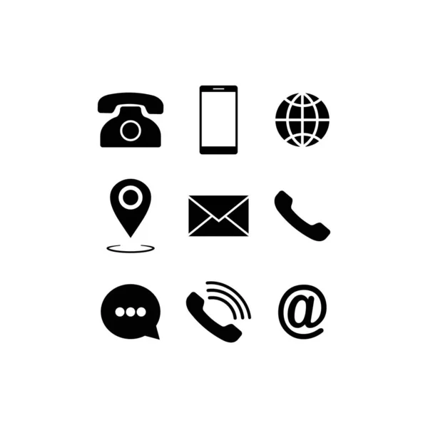 Set Von Kommunikations Symbolen Telefon Mobiltelefon Retro Telefon Standort Mail — Stockvektor