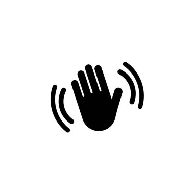 Hand waving hello, bye icon. Silhouette icon waving hand in black simple design on an isolated background. EPS 10 vector. clipart