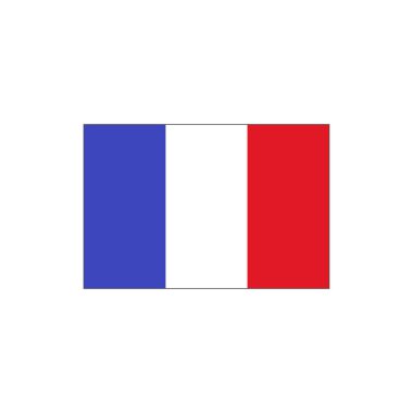 İzole edilmiş beyaz arka planda Fransa 'nın simgesi düz stil. EPS 10 vektörü.