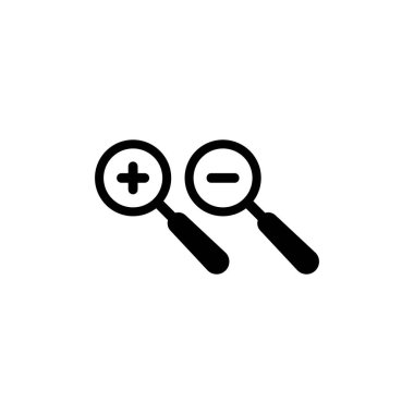 Yakınlaştırmalı büyüteç ya da büyüteç, artı - ya da izole edilmiş bir arkaplanda simge azaltımı. EPS 10 vektörü