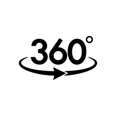 360 degrees icon in black simple design on an isolated white background. EPS 10 vector. clipart