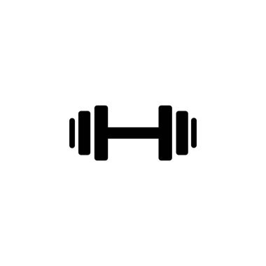 Dumbbell ağırlık simgesi ya da izole edilmiş beyaz arka planda siyah renkli egzersiz simgesi. EPS 10 vektörü
