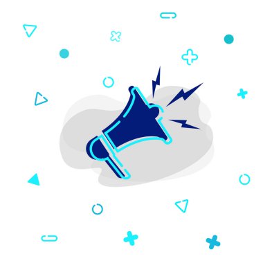 Megafon ya da hoparlör ikonu beyaz arkaplanda mavi renkli izole edilmiş. vektör EPS 10