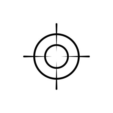 Crosshair ve hedef, görüş, ağ için siyahlı keskin nişancı ikonu, izole edilmiş beyaz arka planda mobil. EPS 10 vektörü