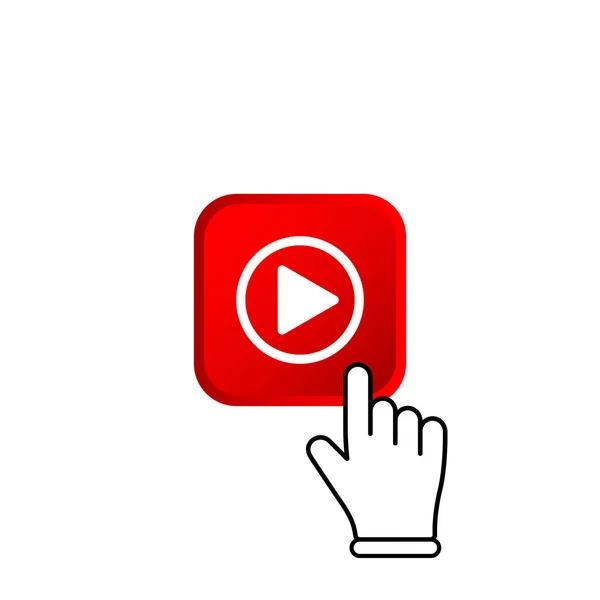 Rote Abonnementtaste Mit Mauszeiger Und Mediaplayer Symbol Flach Modernem Farbdesign — Stockvektor