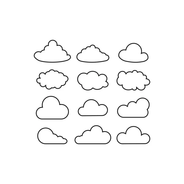 Cloud Set Icoon Lijn Het Wit Een Geïsoleerde Achtergrond Eps — Stockvector