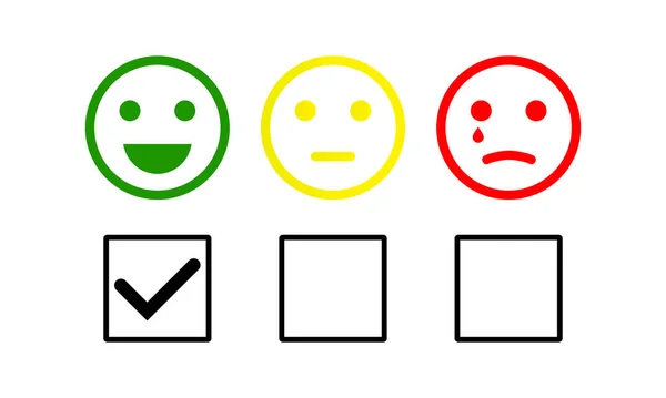 Checklist Emoticon Smiley Icona Positiva Neutra Negativa Feedback Sulla Qualità — Vettoriale Stock