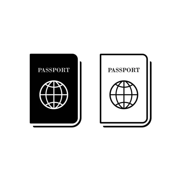 护照图标设置在孤立的白色背景上 Eps 10病媒 — 图库矢量图片
