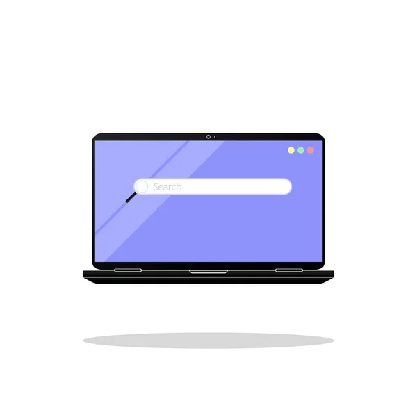 Üst Görünüm Laptop Ekranında Sayfa Tarayıcısı Laptop Masaüstü Web Sayfası — Stok Vektör