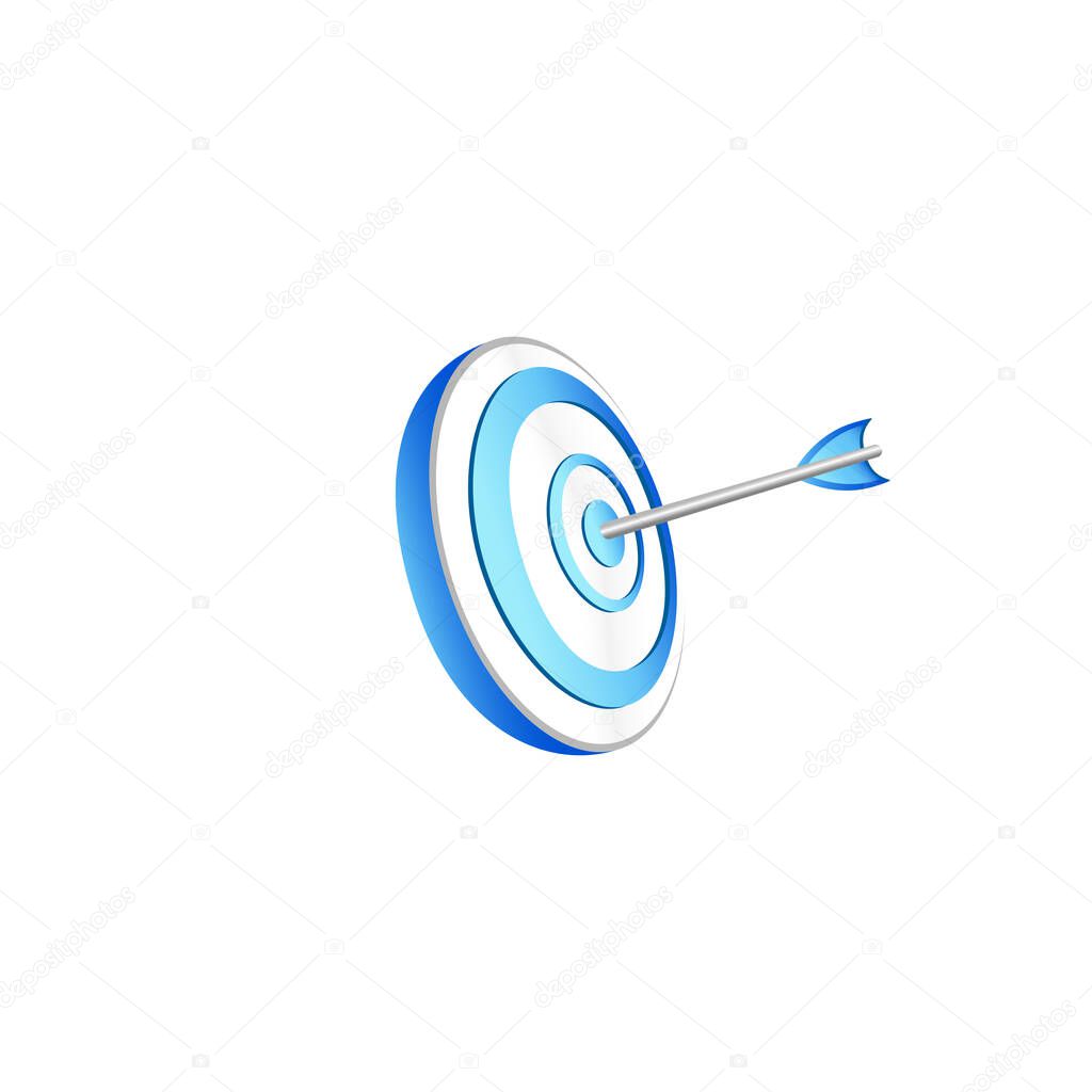 Mission, target icon or business goal logo in blue design concept on an isolated white background. EPS 10 vector